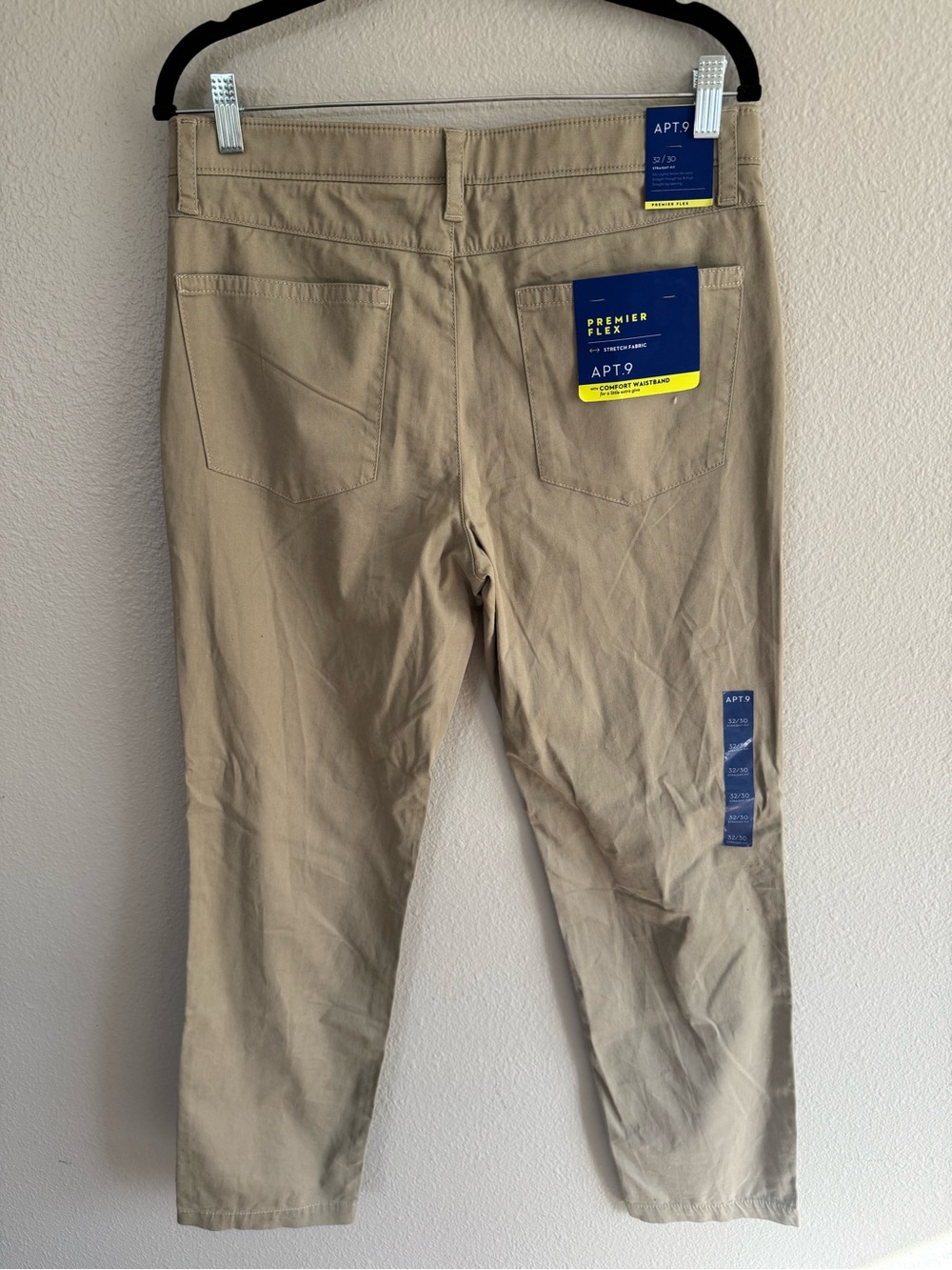APT 9 Men’s Premier Flex Straight Fit Khaki Trouser Pants- Size: 32x30 - Picture 4 of 9